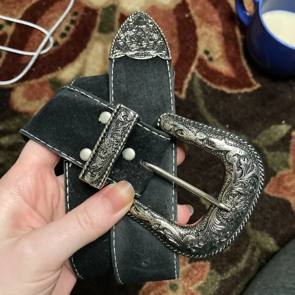Accessories | Black Suede Western Style Belt With Y2k  display picture 1